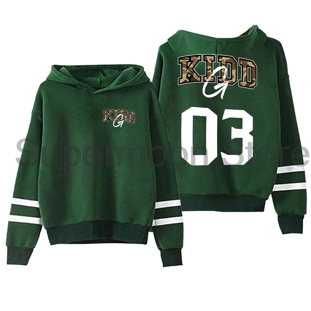 Kidd G KG هوديي 2025 جولة حول العالم بدون جيوب قضبان متوازية كم ملابس الشارع الشهير النساء الرجال قمصان سويت شيرت بقلنسوة