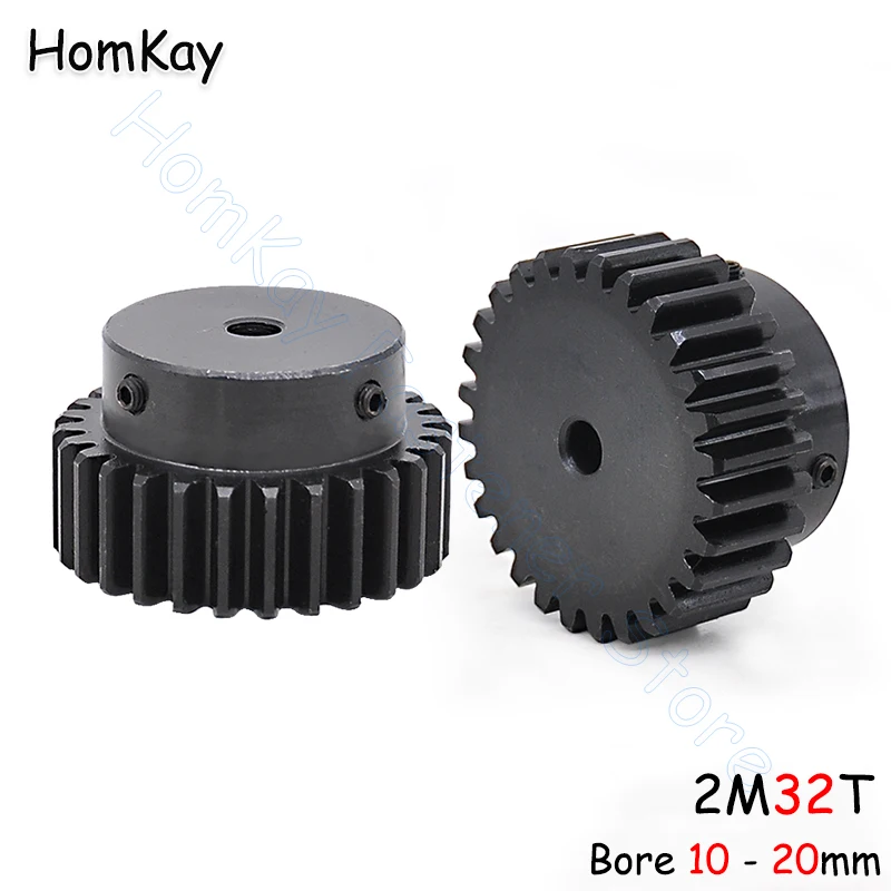 

Mod 2 32T Spur Gear Bore 10 12 14 19 20mm 45# Steel Transmission Gears 2 Module 32 Tooth Motor Pinion DIY Accessories Parts