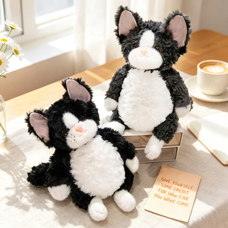 Cute Devon Rex Plush Toy Stuffed Curly Hair Fat Belly Puppy Plushie Adorable Doll Toys for Kids Birthday
