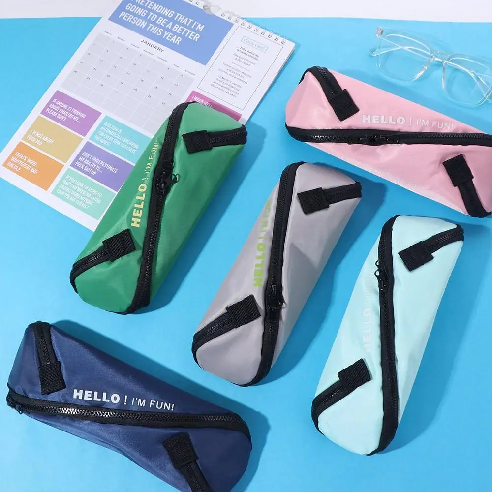 Multifunctional Canvas Pencil Case Japanese Style S Design Zipper Stationery Bag Large Capacity Simple Pen Bag School