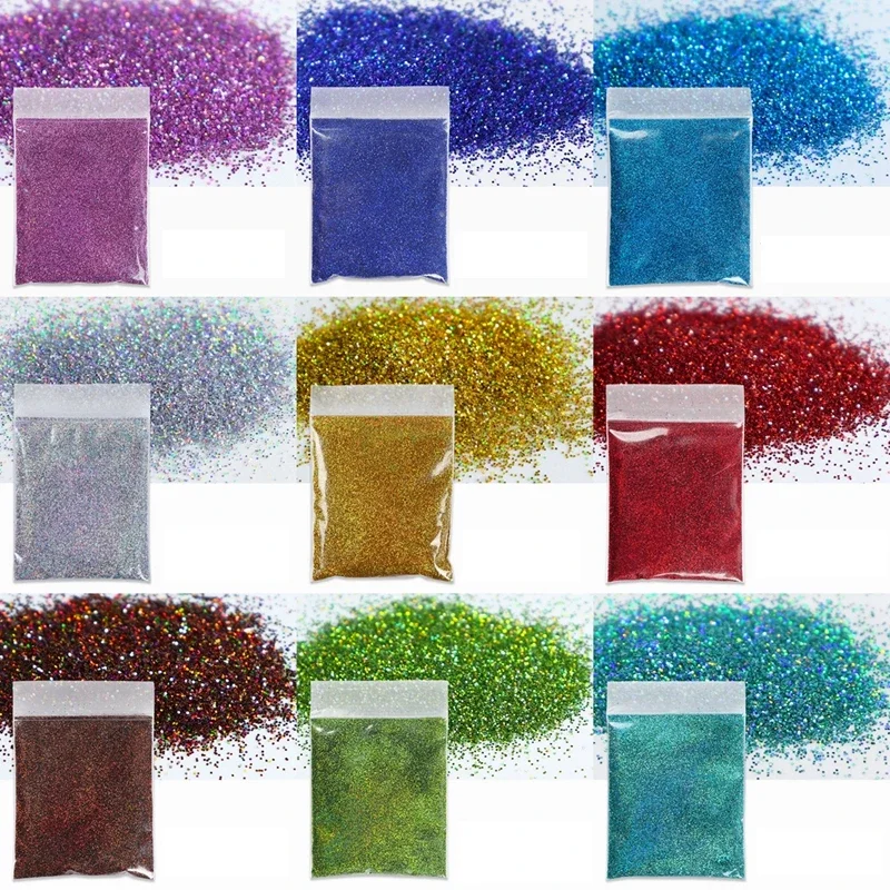 23*10g Laser Holographic Nails Glitter Powder Rainbow Linear Glitter 0.2MM 008'' Size Holographic Dazzling Glitter Powder