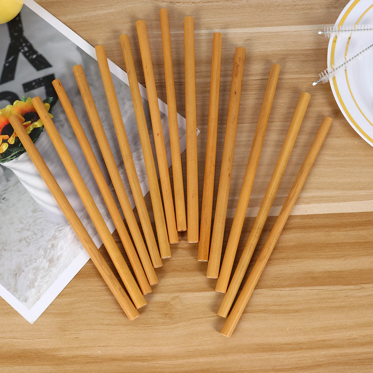 

20 Pcs Bamboo Reusable Drinking Supplies Environment Friendly Kitchen Bar Smoothie Straw Long Lasting