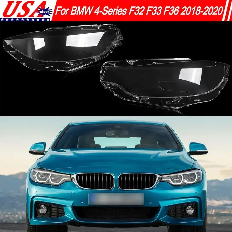 2x Headlight Headlamp Lens Cover Clear For BMW F32 F33 F36 M4 F82 F83 2018-2020