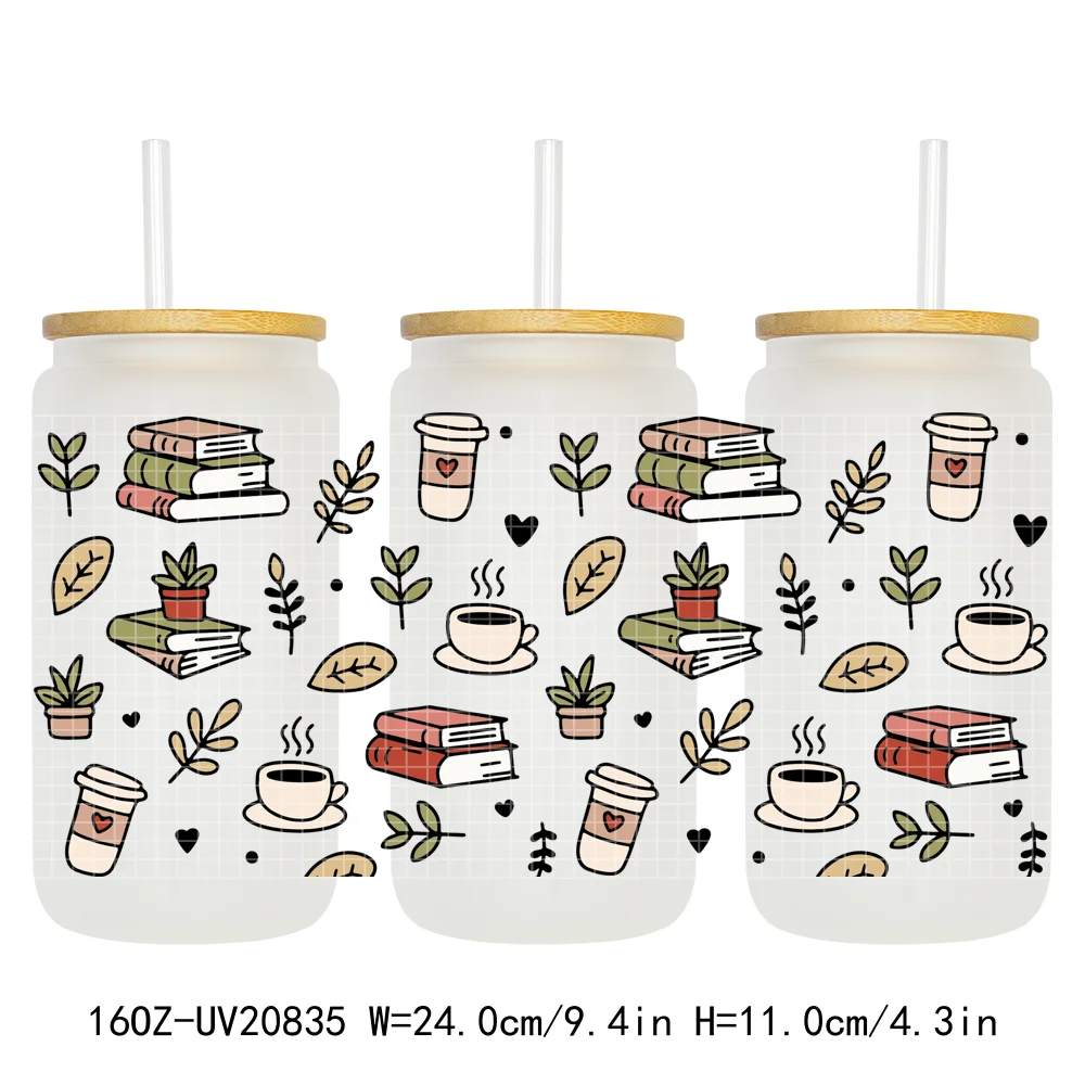 Retro Floral Iced Coffee Girly Cherry UV DTF Cup Wraps Ready To Apply Transfer Stickers Durable For 16OZ Libbey Glass Can Bottle