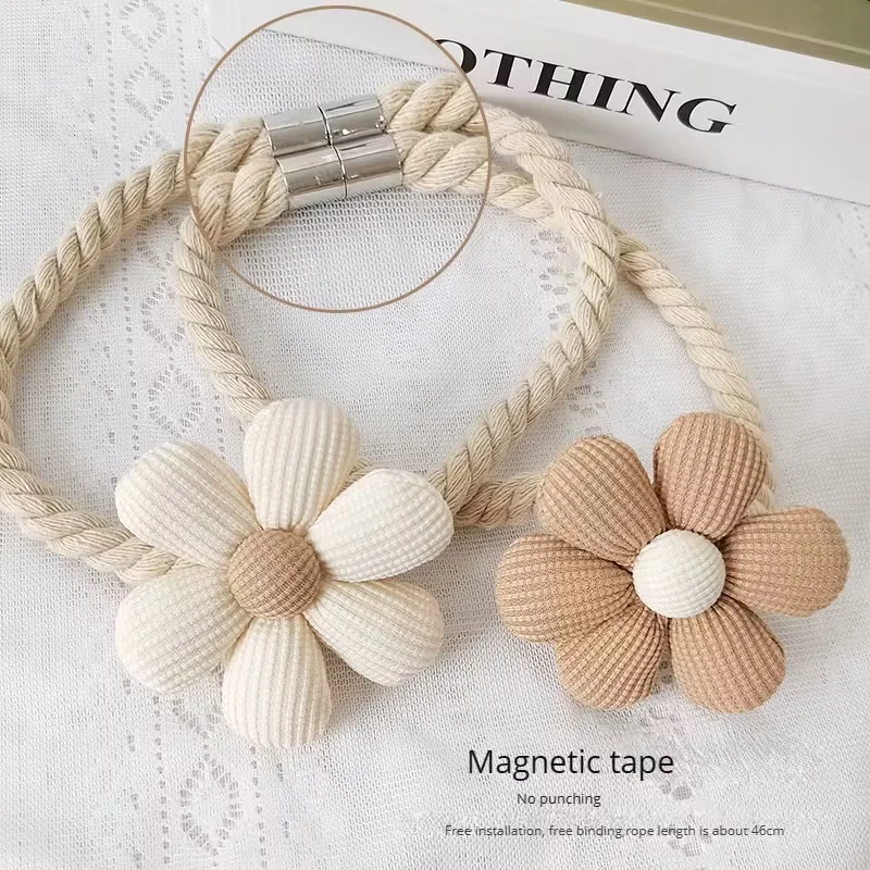 2pc Magnetic Floral Curtain Tieback - No-Drill Creative Buckle for Living Room, Bedroom, Home Decor, Minimalist Design