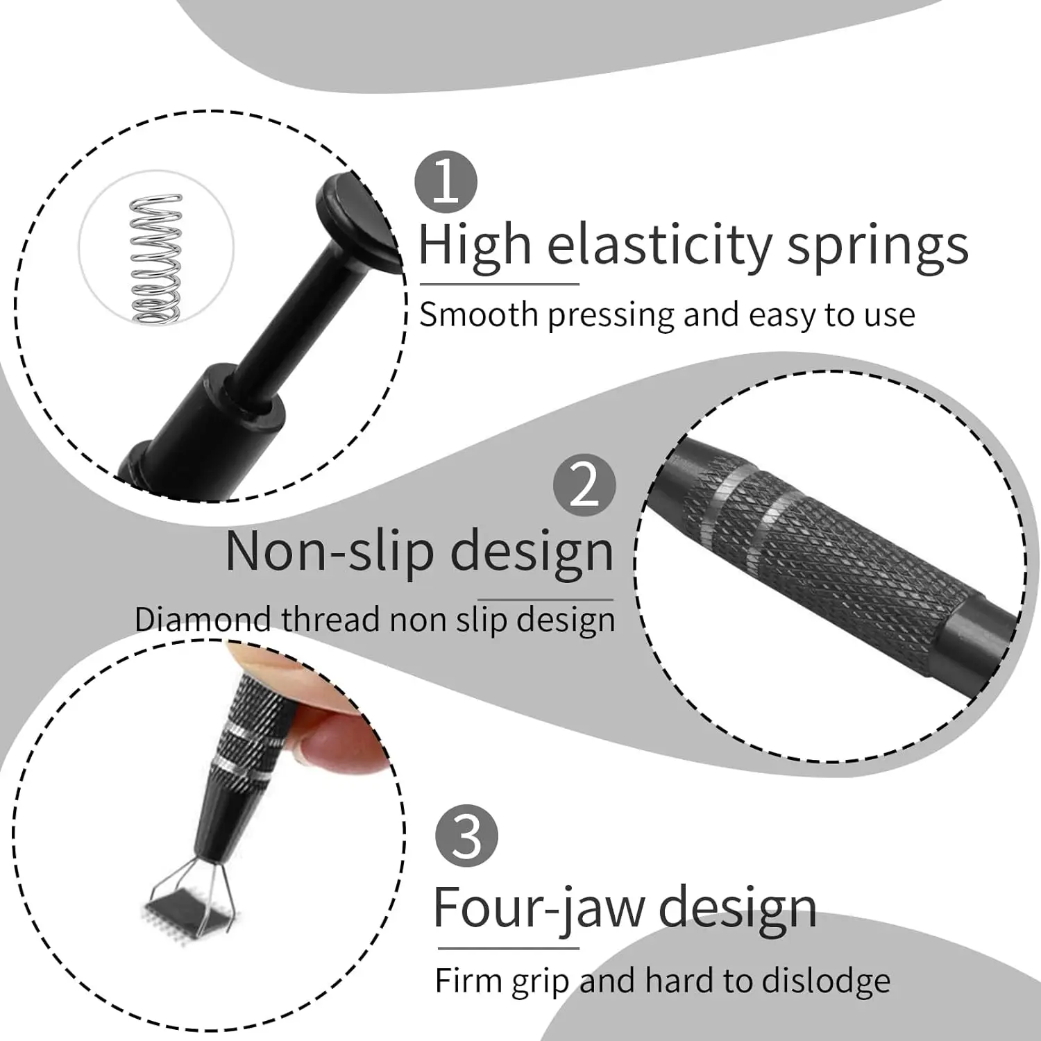 전문 쥬얼리 거치대 피어싱 볼 그래버 나사 비드 픽업 펜 도구 그리퍼 프롱 트위저, 4 클로 DIY 제작 도구