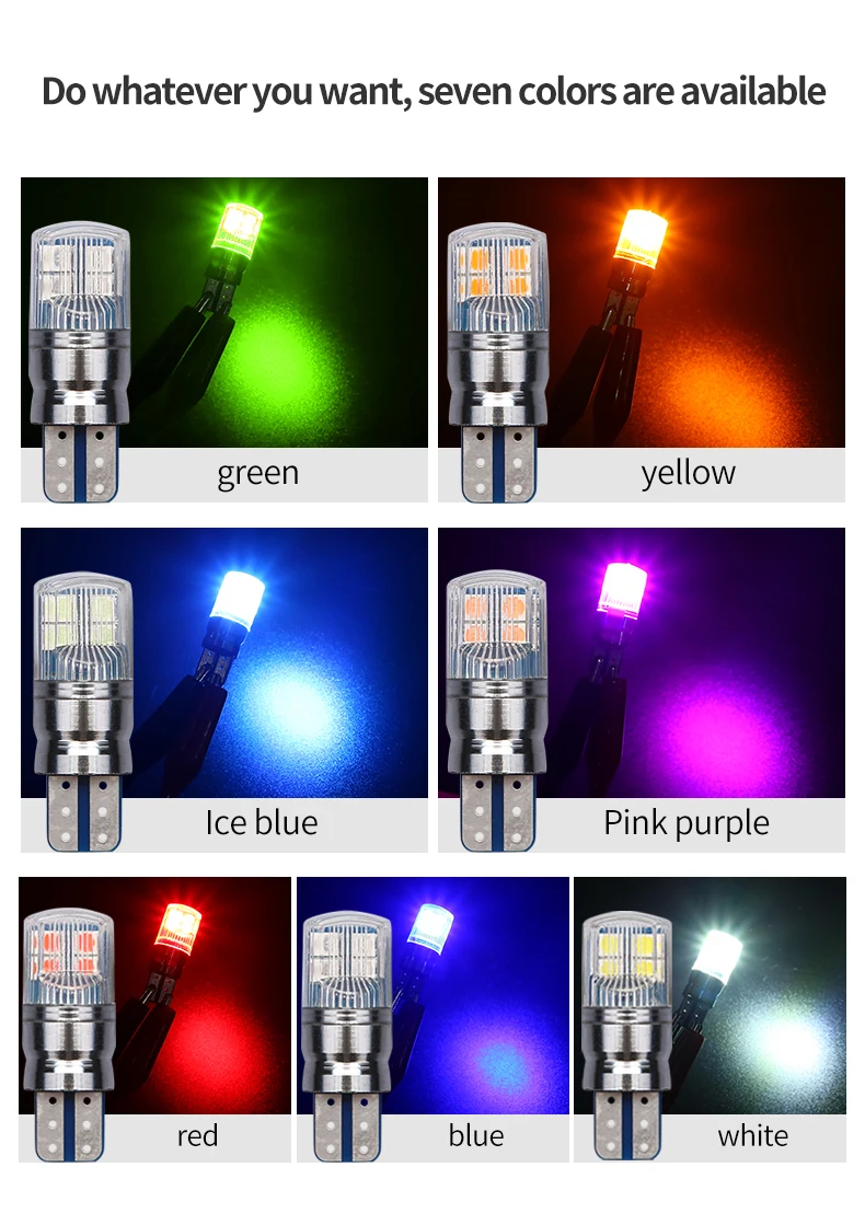 Car and motorcycle high brightness T10 width indicator dual color white yellow turn signal T15 3030 8 tail light bulb