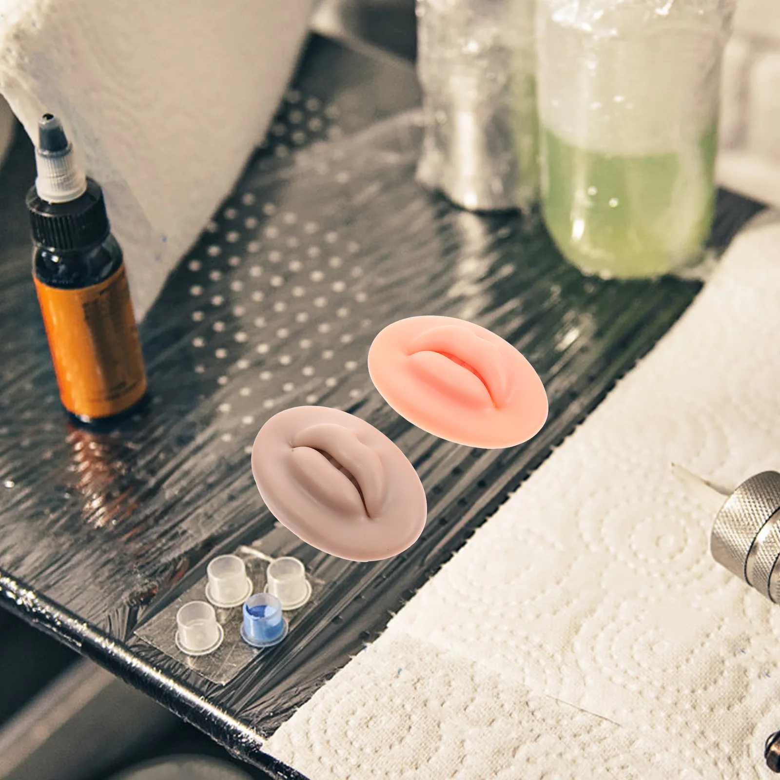 

2Pcs Silicone Lip Practice Skin 3D Elastic Tattoo Training Module Realistic Touch Feel Artificial Skin for Skill Development