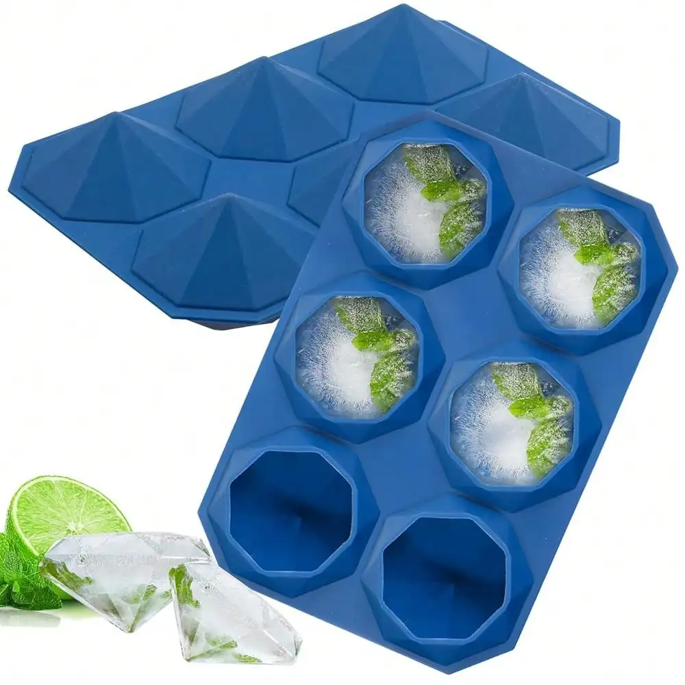 

Large Diamond Ice Cube Molds, Jumbo Diamond Silicone Ice Cube Tray For Whiskey Cocktails 2 2/5\, Perfect For Treat, Soap, Crayons Wax Resin Chocolate Molds 2 Pack