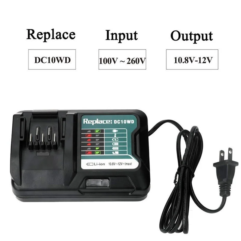 DC10WD Battery Fast Charger For Makita 10.8V 12V Tool Batterys Charging DC10WD BL1015 BL1016 BL1021B BL1041B 40W 3A Current