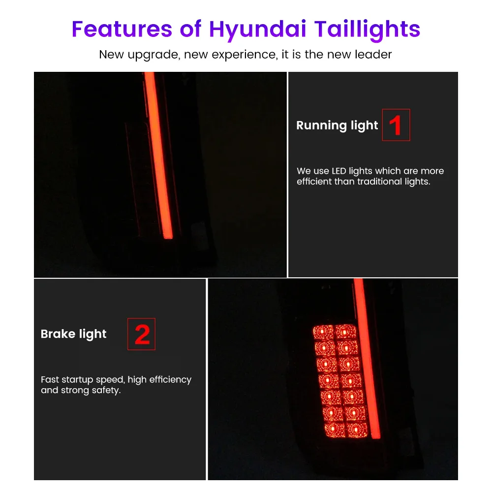 

2PCs Car Tail Light Assembly For Hyundai MPVH-1 Wagon 2011-2014 LED DRL Running Light Brake Flowing Water Flicker Tail Lamps