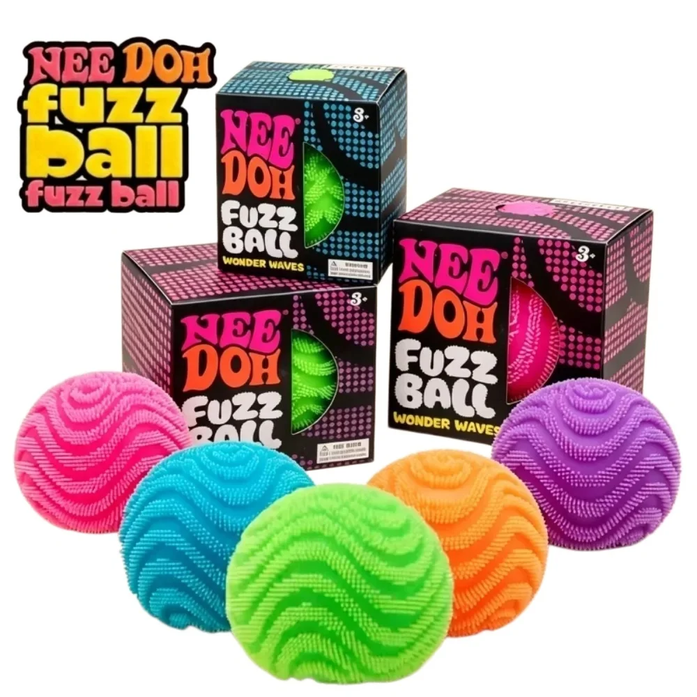 

2026 New model NeeDoh Fuzz Ball Wonder Waves Sensory Squeeze Toy Textured Stress Relief Fidget Ball for Adults Kids toy