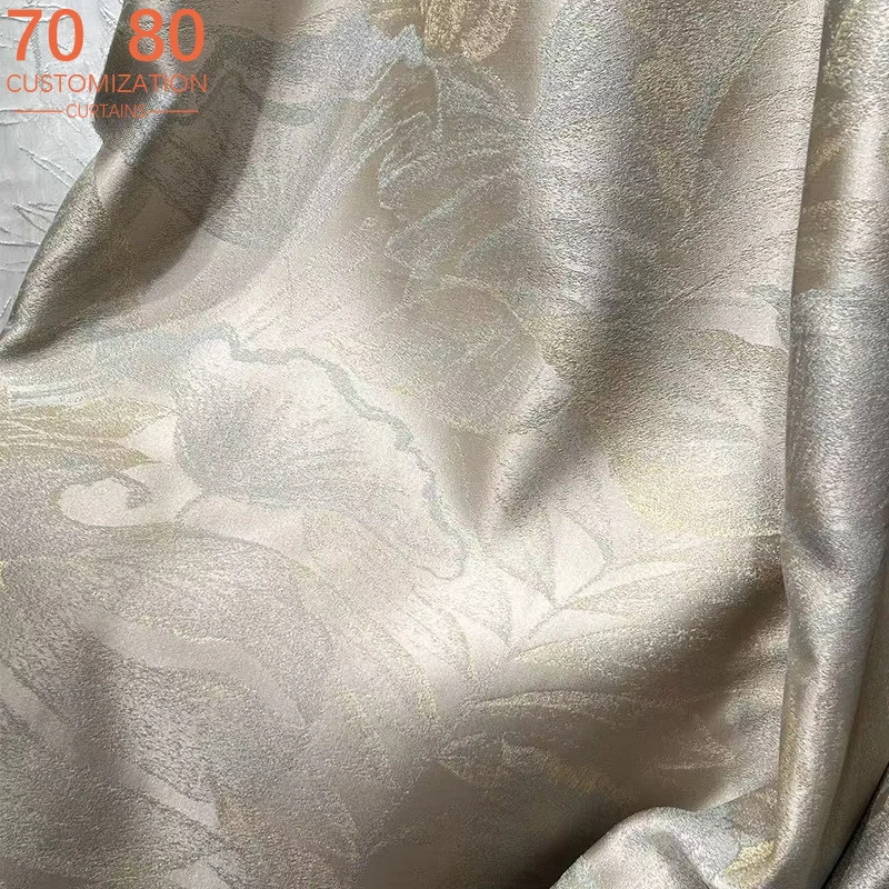 New Jacquard Champagne Blue Luster Thickened Curtains for Living Room Bedroom French Window Villa Customized Products
