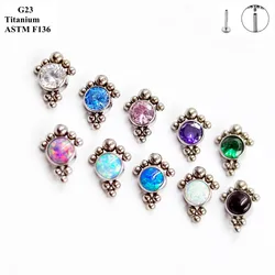 G23 Titanium F136 Zircon Earrings Opal Black Agate Fashion Nightclub Women's Piercing Jewelry Ear Cartilage Nails