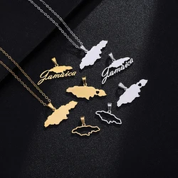 Hot stainless steel Jamaica map pendant necklaces 4 kinds of style Gold color Jamaican Women Country map Jewelry Gift