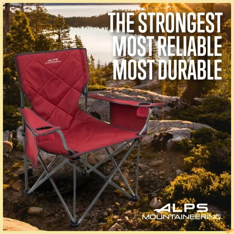 Silla de camping King Kong para adultos, silla plegable compacta y resistente para exteriores con portavasos y bolsillo de malla