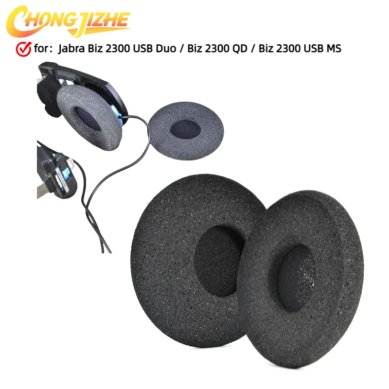 

CHONGJIZHE 2pcs/pairs Leather Headphone Foam For Jabra Biz 2300 USB Duo/Biz 2300 QD/Biz 2300 USB MS Headset Ear pads Cushion