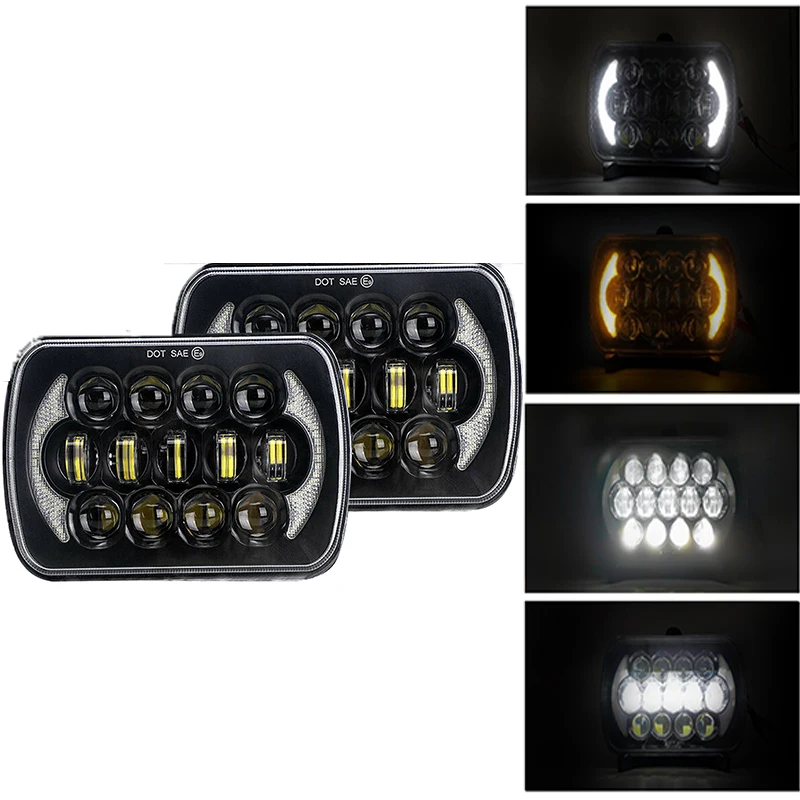 

1/2pc 5X7" 7x6 Inch LED Headlight DRL For Jeep Wrangler YJ Cherokee XJ Toyota Nissan GMC Ford Car H4 Headlamp Car Accessories