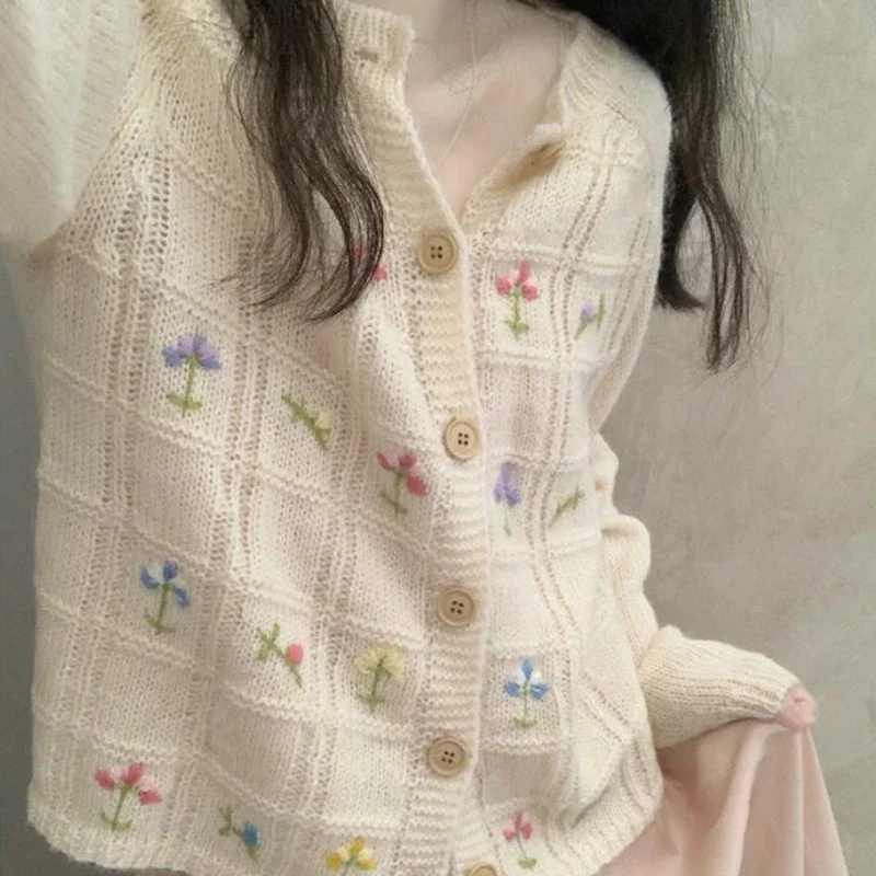 Cardigan Women Soft Gentle Knitted Sweet Japanese Style Kawaii Sweater Tender Vintage Streetwear Girlish Patchwork Aesthetic New