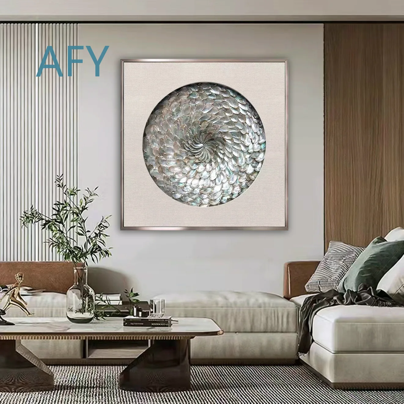 Arte de Parede em Concha Estilo Wabi Sabi Moderna Minimalista para Sala de Estar, Sofá, Quarto, Decoração de Casa, Quarto Modelo, Parede de Fundo