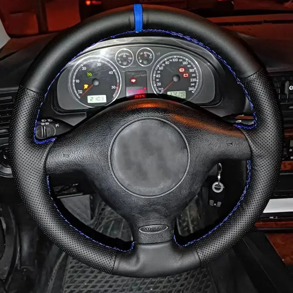 Maßgeschneiderte Anti-Rutsch-Leder-Auto-Lenkrad-Geflechtabdeckung für VW Golf 4 MK4 1998–2002 2003 2004 für Passat B5 1996–2005 alt
