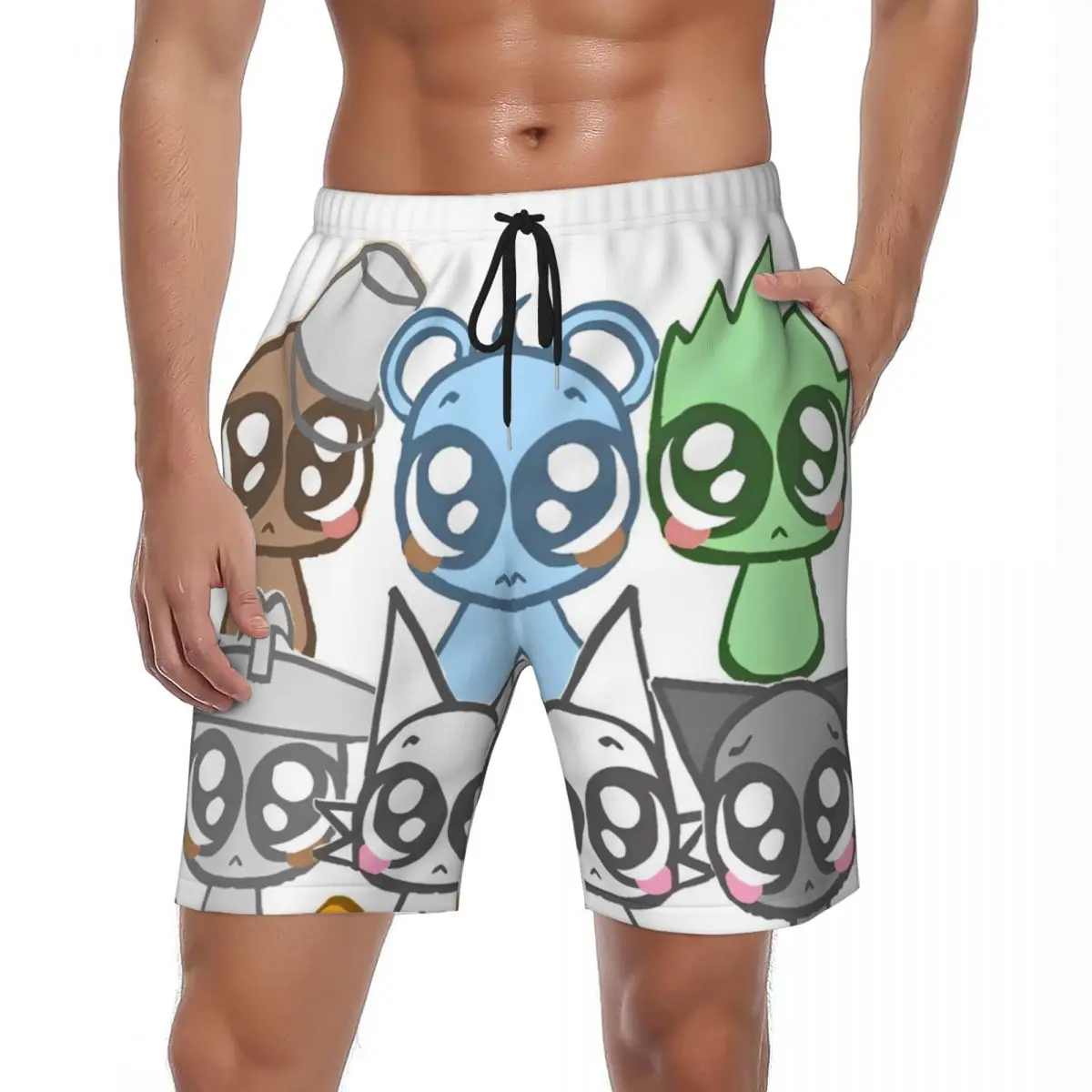 

Мужские шорты для доски Sprunki Incredibox Game Y2K, забавные плавки, быстросохнущие спортивные шорты для фитнеса, популярные пляжные шорты большого размера