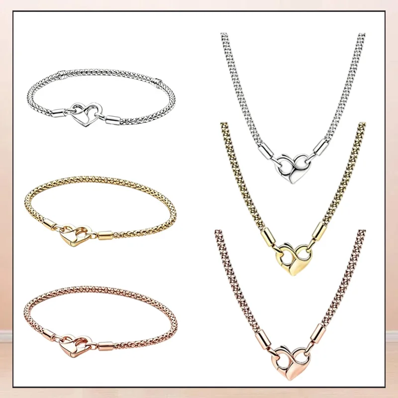 

925 silver necklace, heart-shaped necklace, heart-shaped bracelet accessory, can be made by DLY. It is an option for a gift.
