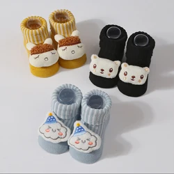 0-6M New Cute Baby Socks Cotton Newborn Sock Autumn Spring Cartoon 3D Elastic Stretch Baby Boy Girl Floor Socks Baby Stuff