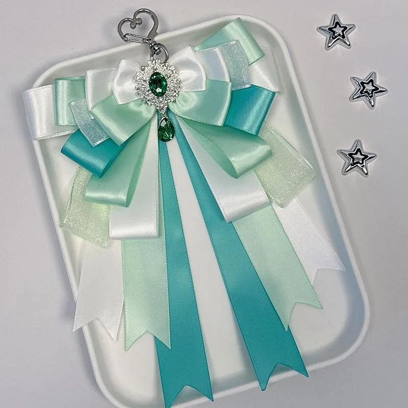 Handmade Multi‑layer Bow Bag Charm Keychain, Bag Hanging Ornament with Long Streamers, Decorative Bag Accessory, Trendy Outer Bag Decoration, Novelty Fashion Trinket