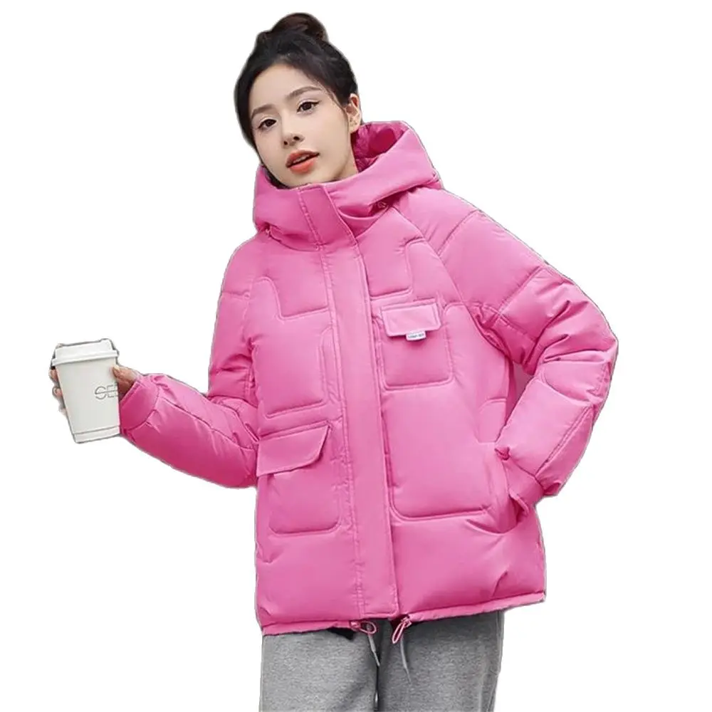 

2024 Thicken Overcoat Parka Down Cotton Coat Bread Clothes Korean Version Loose Outwear New Winter Jacket Women's Parkas