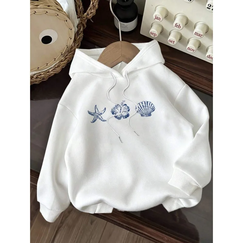 

Starfish Print Hoodie Women's Graphic Sweatshirt Spring 2026 Fashion Casual Comfortable Polyester Hooded Top