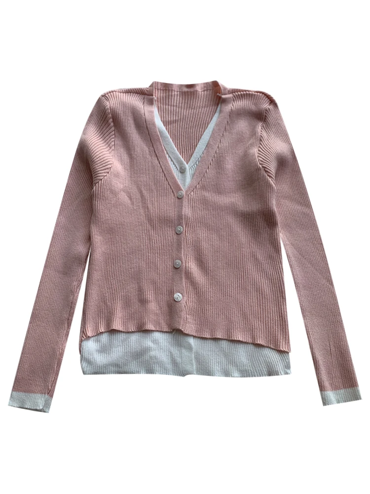 Color Blo Loose Fit Women's Knitwear ort Base Layer Top Slimming Design Autumn Faion Sweater Separate Look Faionable