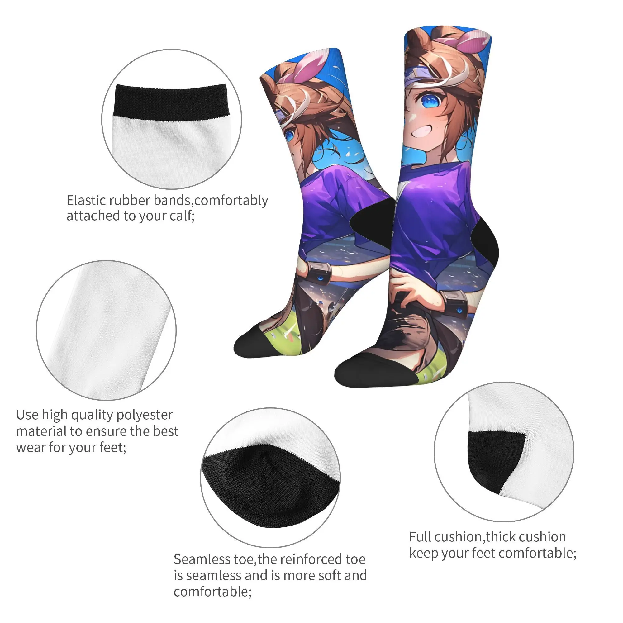 Tokai Teio Uma Musume Pretty Derby Socks  Modern Stockings Autumn Anti Slip Men Socks Quality Printed Outdoor Sports Socks