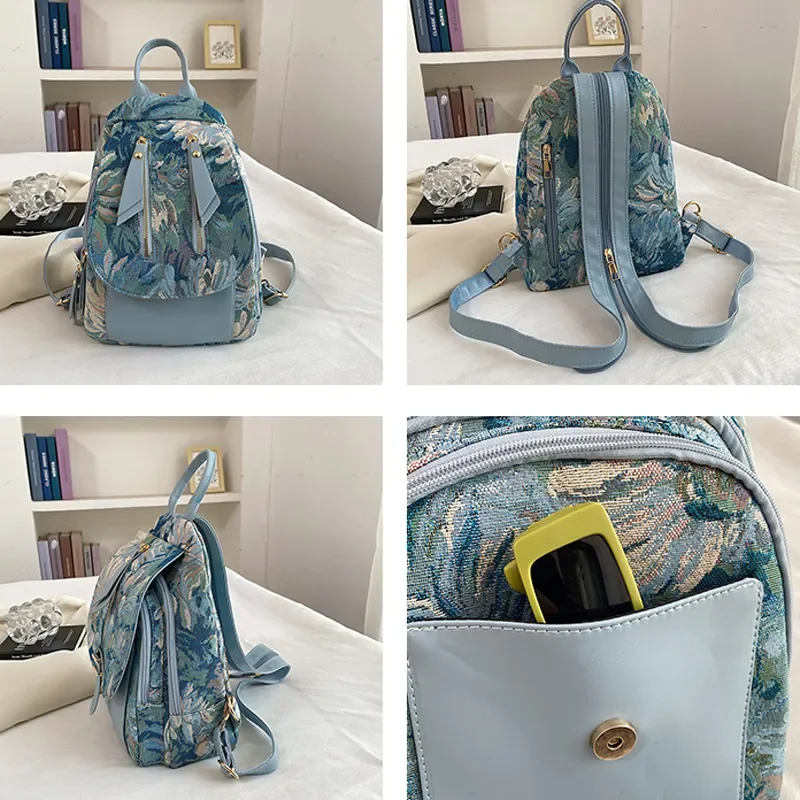 2024 Luxury Designer Women Backpack School Backpacks Bag for Teenage Girls Purses Flower Pattern Female Fashion Shoulder Bags