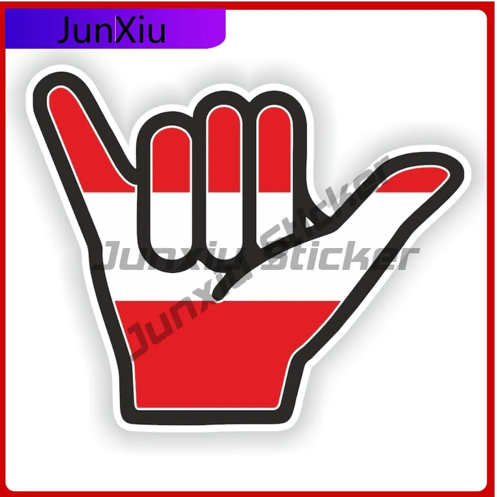 

Austria Shaka Hand Sticker Hang Funny Bumper Car Durable Vinyl Exterior Parts Vinyl Decal For Car Truck SUV Window Bumper Laptop