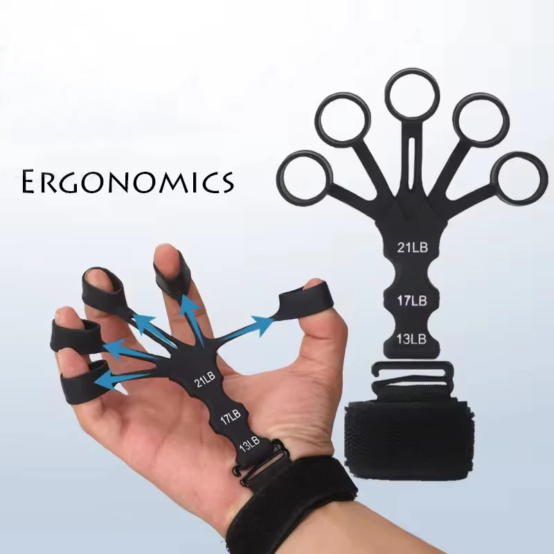 1Pc Finger Trainer Silicone Wrist Puller Finger Rehabilitation Enhancer Flexion and Extension 5-Finger Training Grip