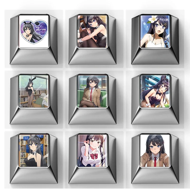 

Колпачки для клавиш в стиле аниме Sakurajima Mai R4, оригинальная высота, цинковые металлические колпачки для клавиш Night Devil, механические колпачки для клавиатуры, дождливые 75 шт., подарки для геймеров