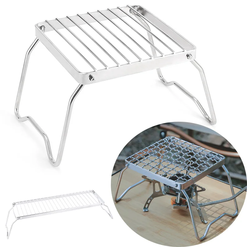 

Outdoor BBQ Rack Multifunctional Folding Campfire Grill Portable Stainless Steel Camping Grill Grate Gas Stove Stand BBQ Grill