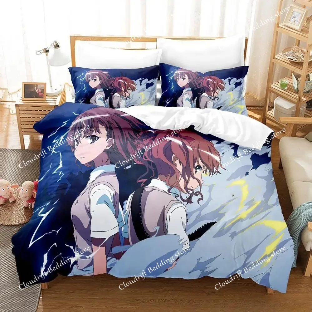 

New Anime Kawaii Girls A Certain Scientific Railgun Bedding Set Boys Girls Twin Queen Size Duvet Cover Pillowcase Bed Kids Adult