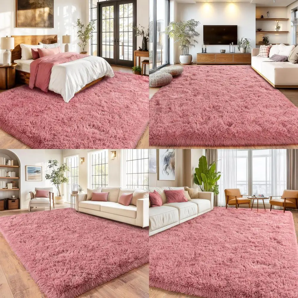 

Ультрамягкий ковер с длинным ворсом 8x10 футов для гостиной, пушистый ковер для спальни, плюшевый современный напольный ковер для домашнего декора, цвет бежевый