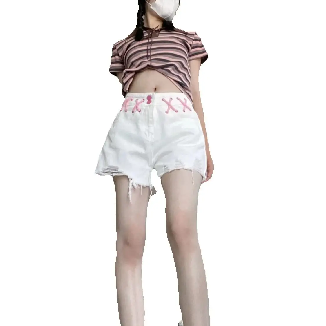 Drawstring High Waist Denim Shorts Women Summer New Niche Design Sweet Spicy Casual Versatile Pants