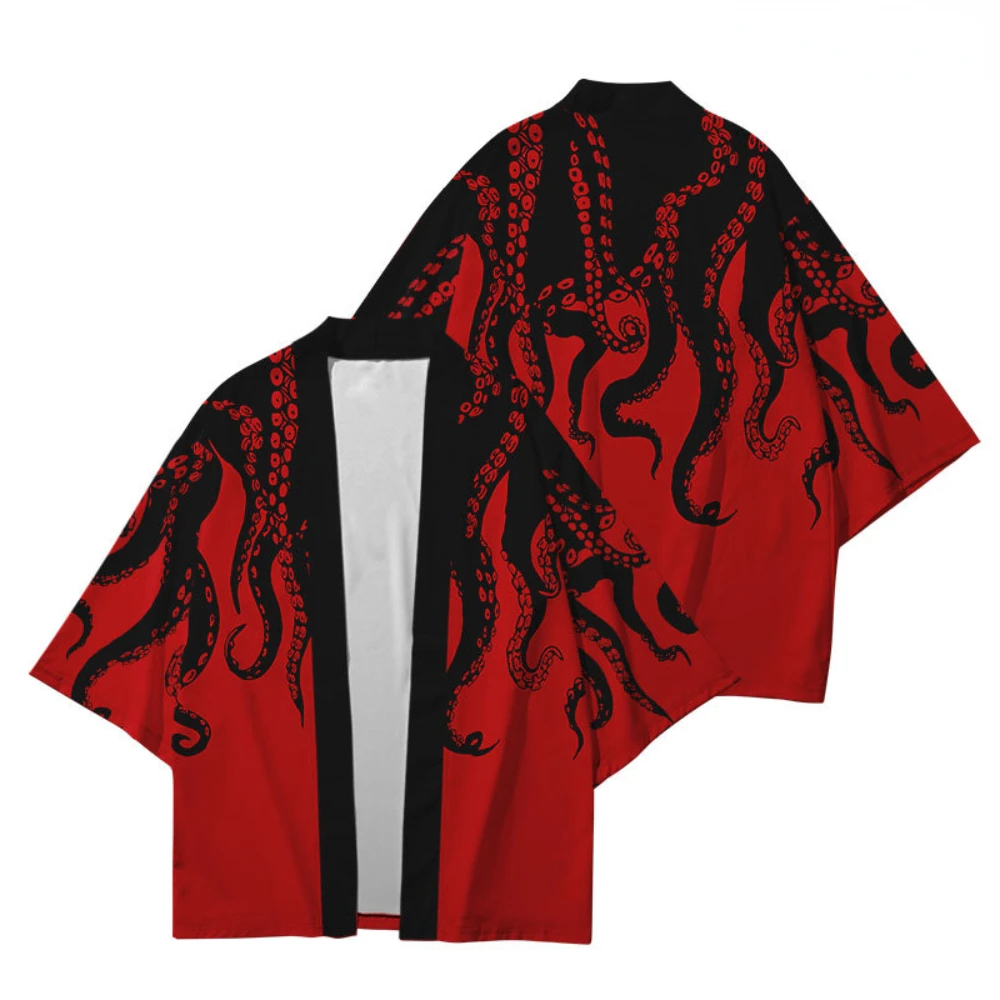 Streetwear japonês solto para homens e mulheres, tamanhos grandes, XXS-4XL, Animal Print, Cardigan, Harajuku, Haori, Kimono, Cosplay Top, Yukata