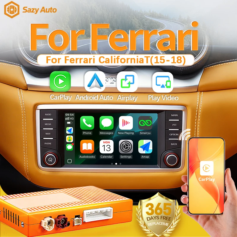 Wireless CarPlay Android Auto Decoder Box for Ferrari California T with 2014-2017, Screen Upgrade Mirror Link Multimedia Play
