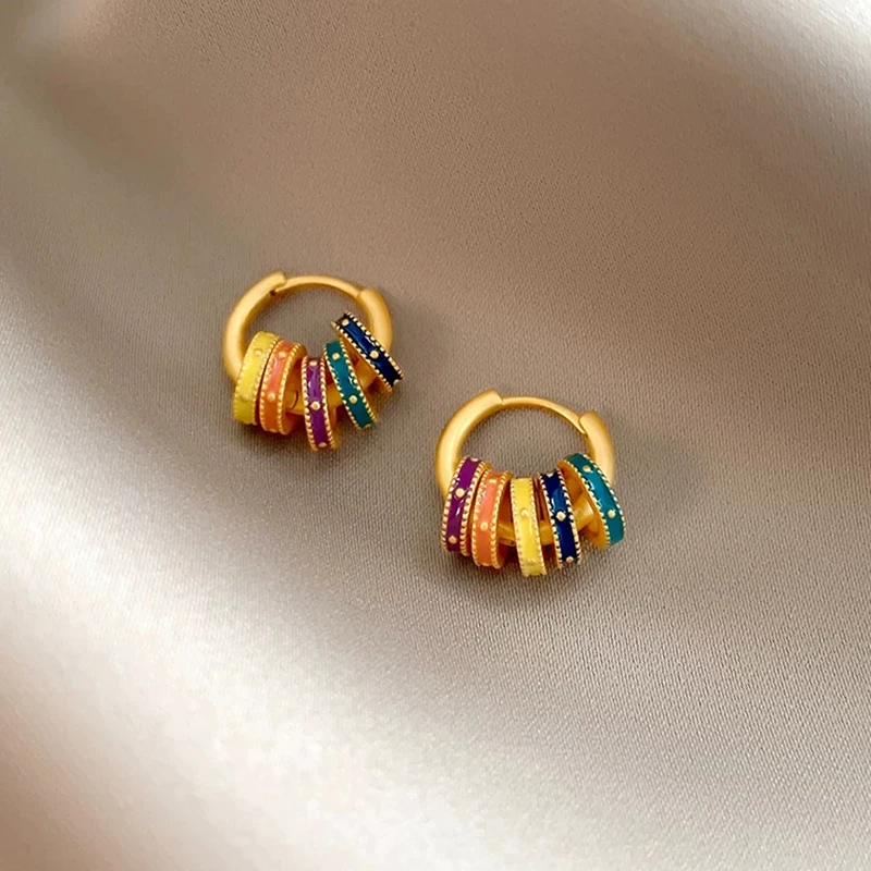 raytimone-vintage-chinese-enameled-drop-circle-earrings-for-women-detachable-faion-jewelry-accories