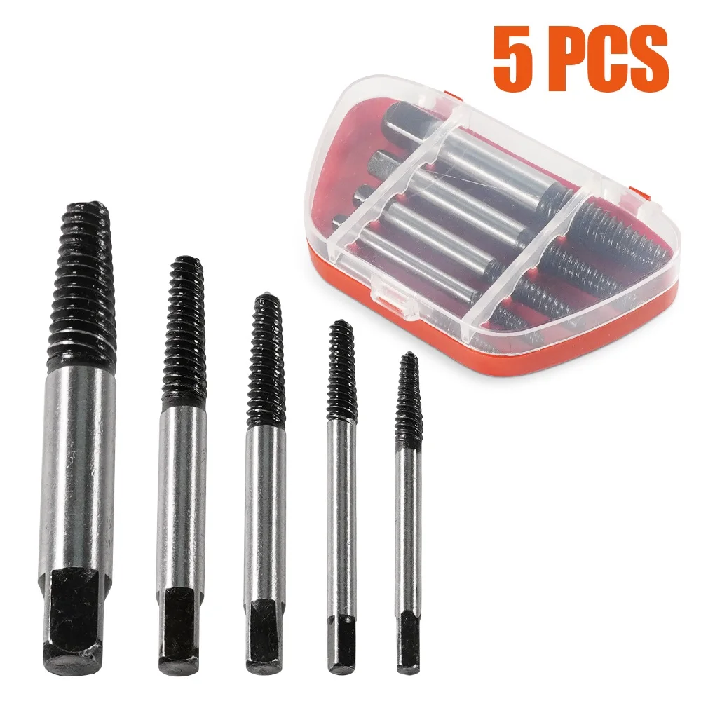 5Pcs/set Steel Broken Speed Out Damaged Screw Extractor Drill Bit Guide Set Broken Bolt Remover Easy Out Set