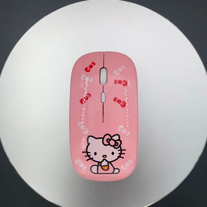 Kawaii Sanrio Wireless Mouse Hello Kittys Accessories Cute Cartoon Anime Ultra-Thin Usb Computer Optical Mouse Toy for Girl Gift