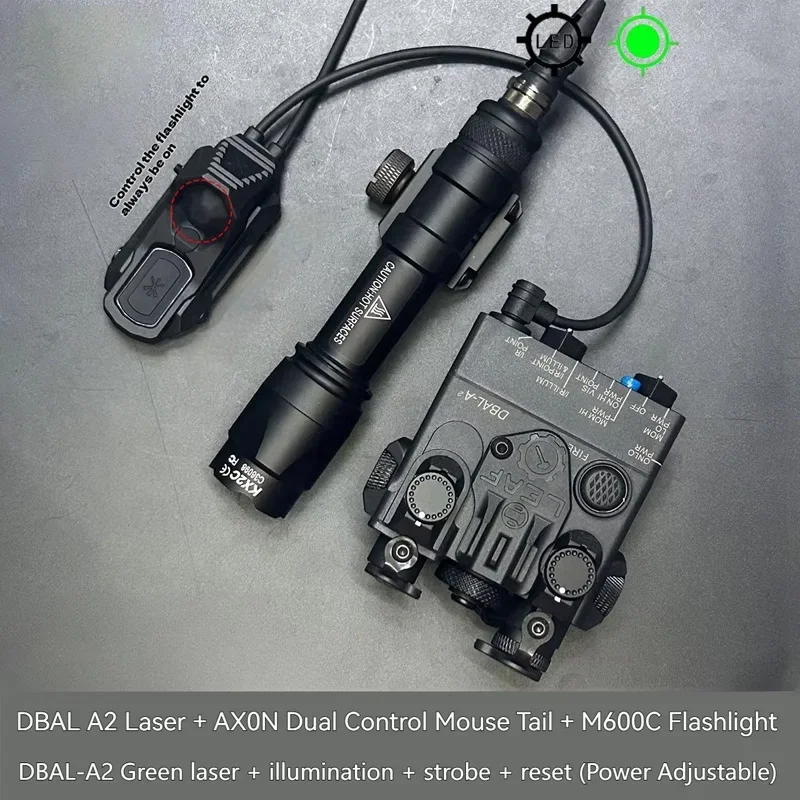 DBAL A2 Red Green Laser Surefire M300 M600 Flashlight Pressure Switch Hunting Airgun 20mm MLOK AXON Set