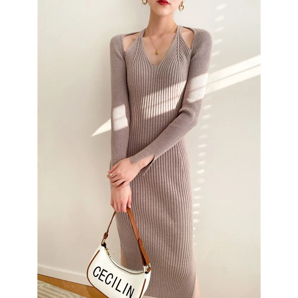 

Women Clothes Fashion Korean Sexy Streetwear Party Elegant Femme Temperament Vintage Y2k Fairycore Hollow Out Harajuku Dress