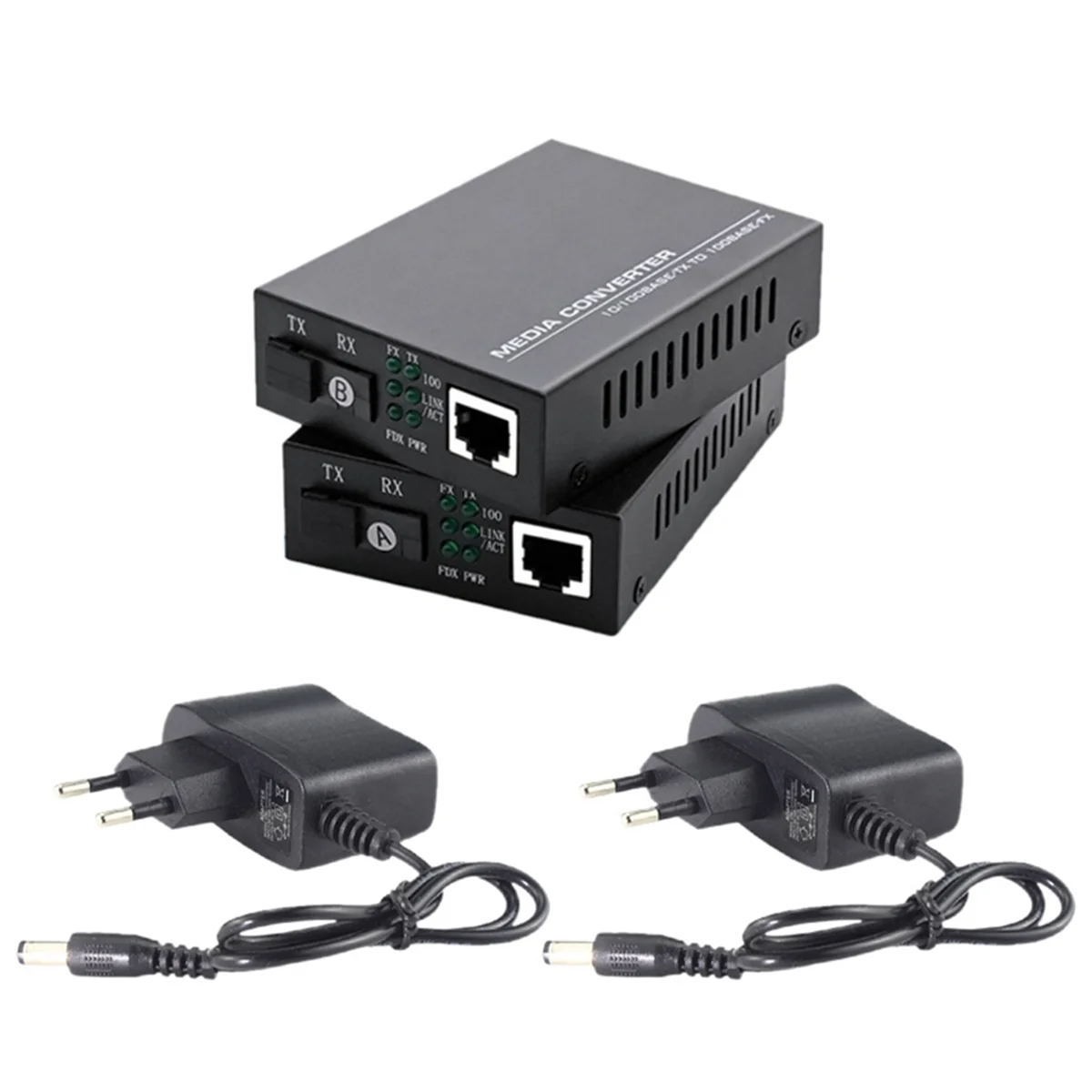 

1 Pair Fiber Transceiver 100Mbps 20KM Single Mode Single Fiber SC Gigabit Media Converter 1310/1550nm EU Plug