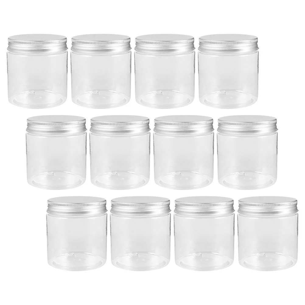 12 Pcs Aluminum Lid Mason Jars Storage Food Container Glass Bottle Household Containers Pet Plastic Holder